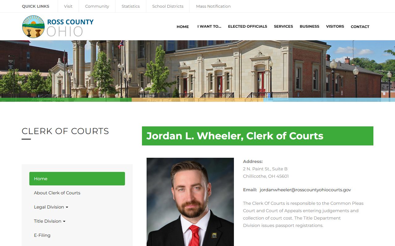 Ross County court records clerk legal division page