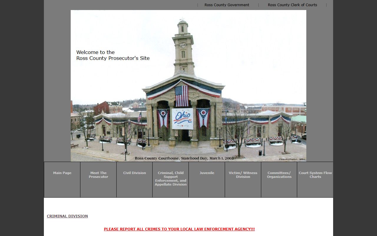 Ross County prosecutor court records after jail arrest criminal division page